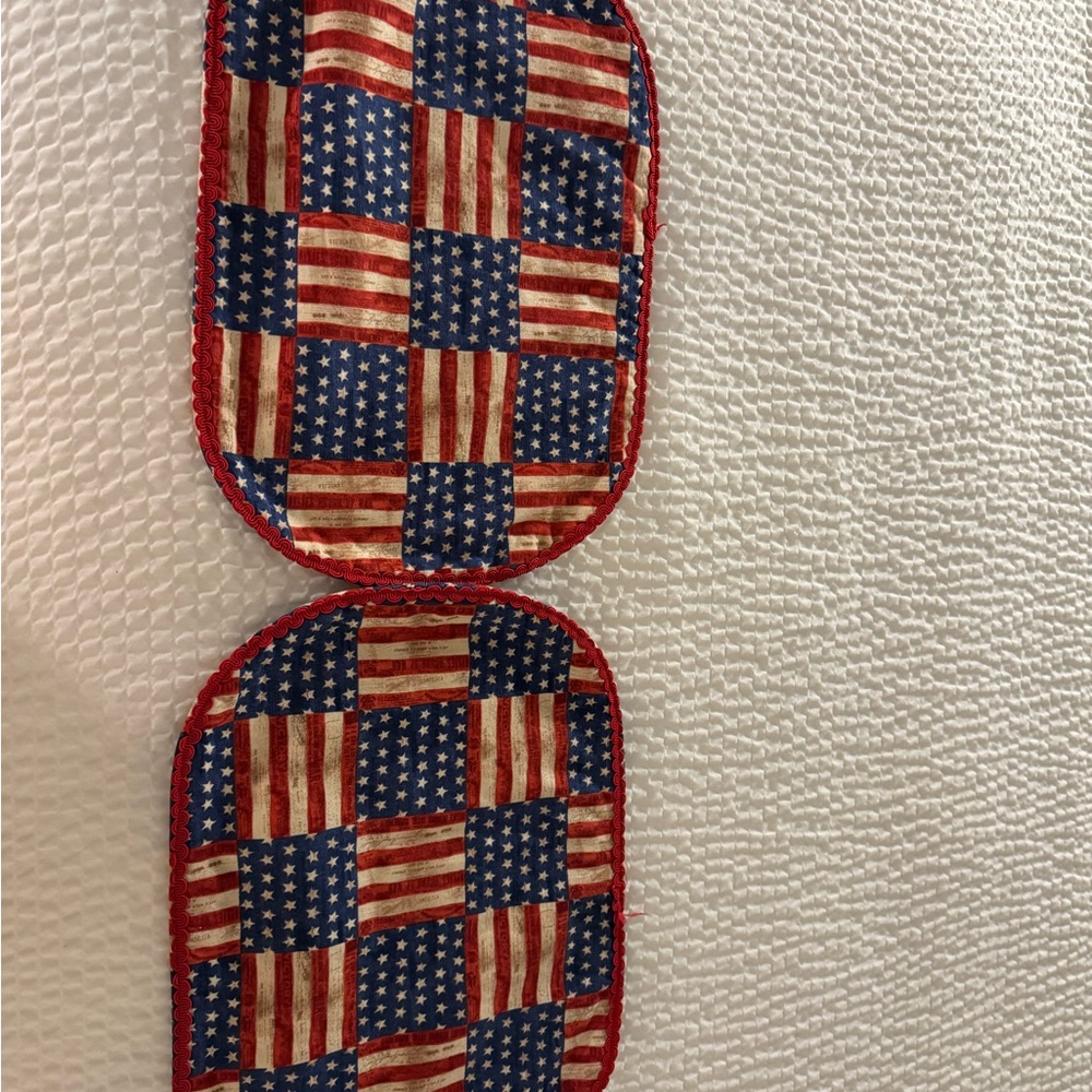 Hand Crafted Red and Blue Patchwork Kitchen Linens vintage placemats